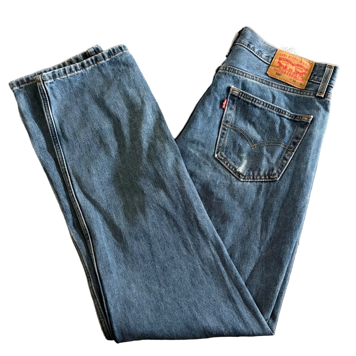 Levi's 550 Mens W 34 L 36 Denim Blue Jeans PC9-00550-4886
