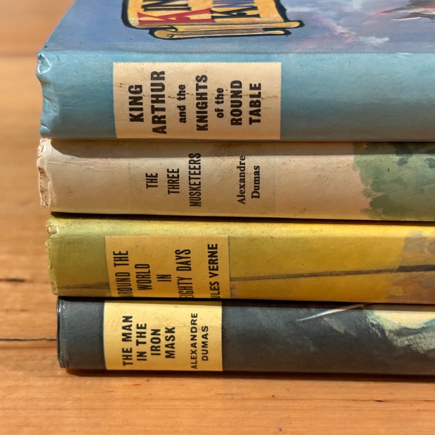 4 Vintage Children's Books Jules Verne Alexandre Dumas Hardcover Dean & Son GD