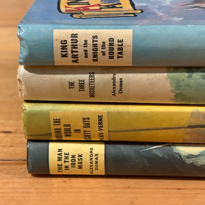 4 Vintage Children's Books Jules Verne Alexandre Dumas Hardcover Dean & Son GD