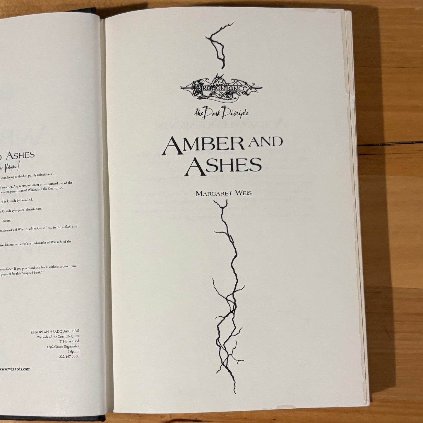 Amber and Ashes by Margaret Weis Dragonlance Fantasy Hardcover 2004 Ex-Library