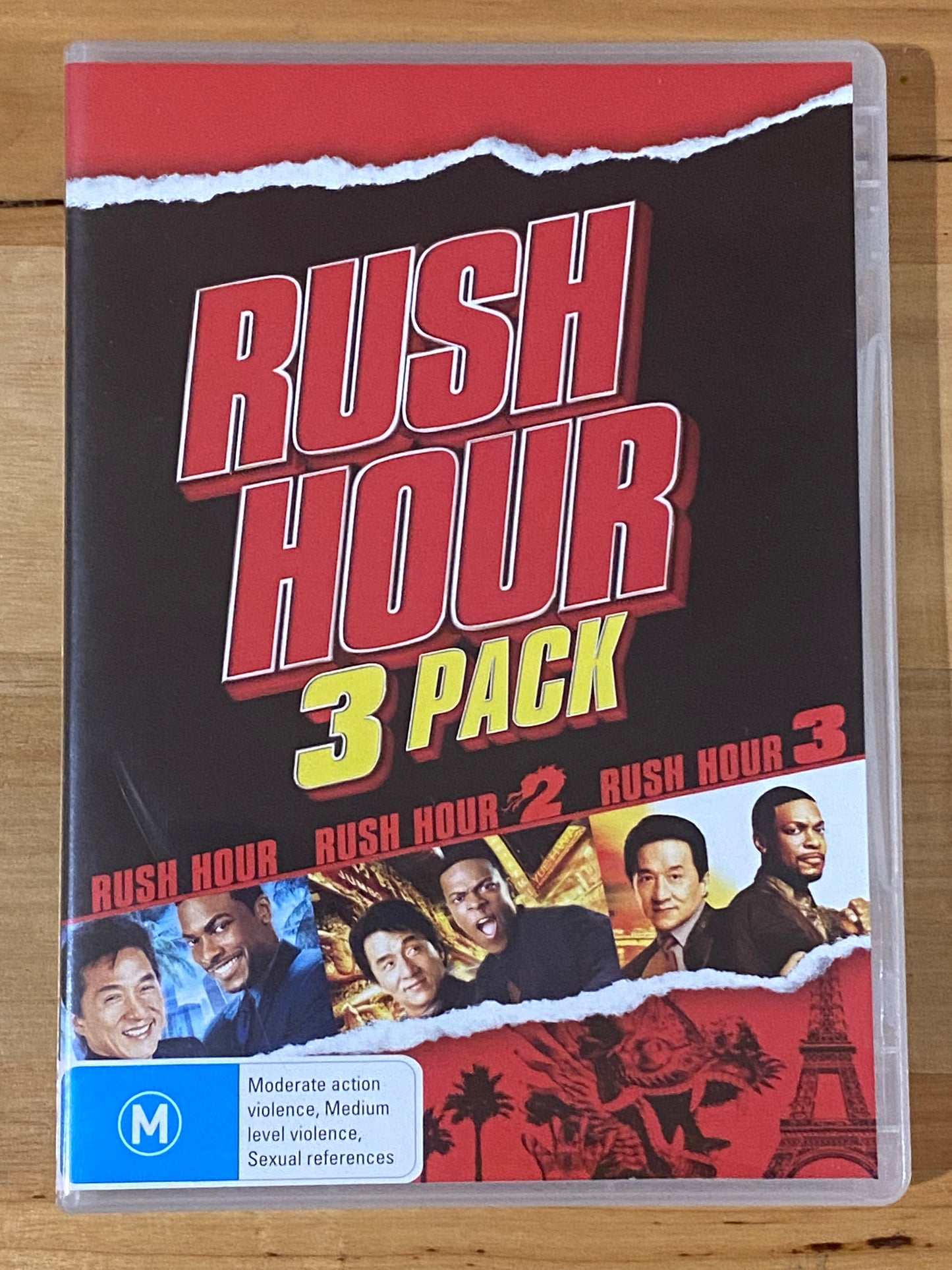 Rush Hour Trilogy 3-Pack DVD Jackie Chan Chris Tucker PAL 4 VGC