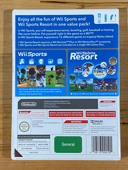 Wii Sports + Sports Resort With Manual Video Game VGC