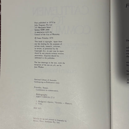 Cattlemen to Commuters History of Mulgrave 1839-1961 Waverley City Hardcover GD