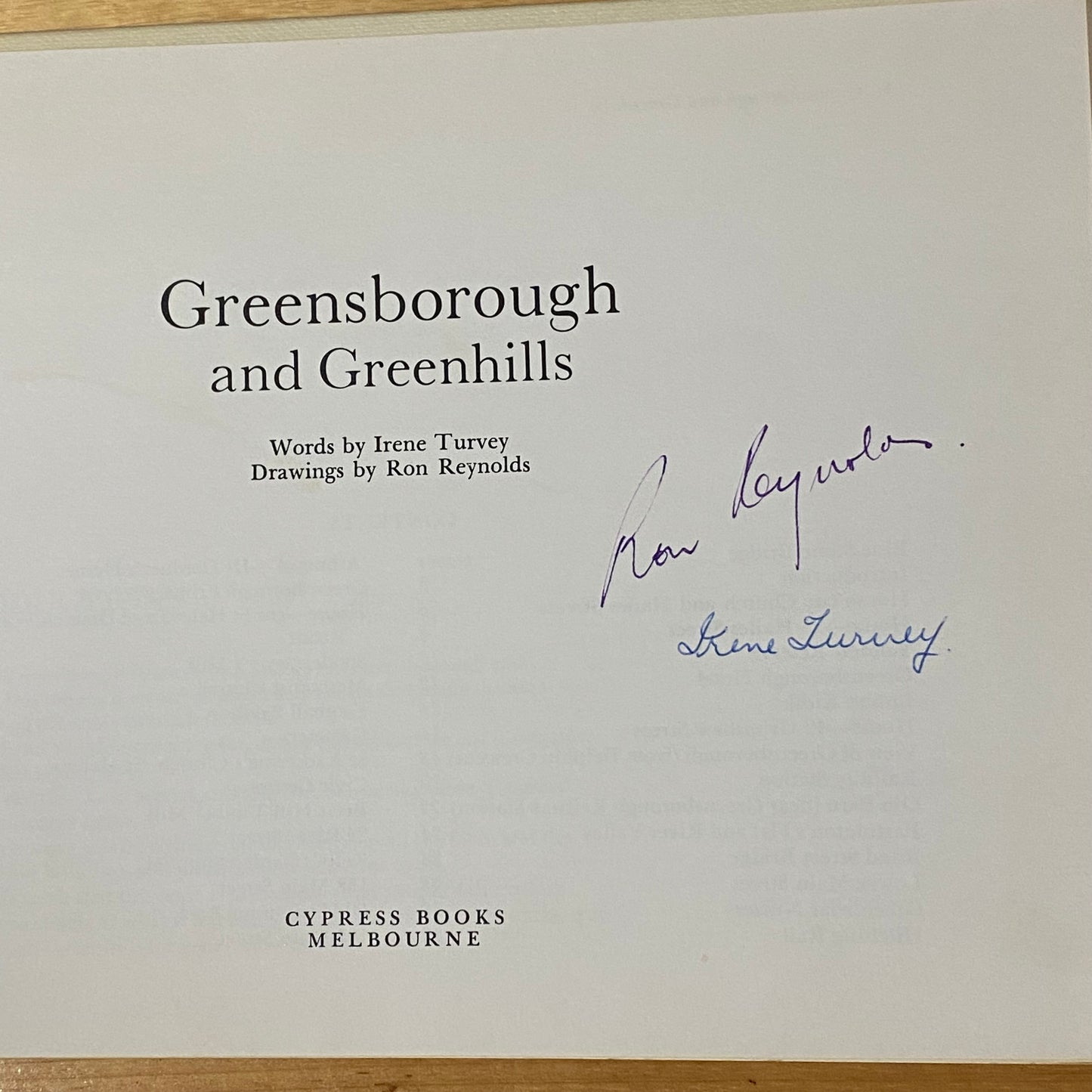 Greensborough and Greenhills Sketchbook Turvey Reynolds Signed Hardcover 1973 GD