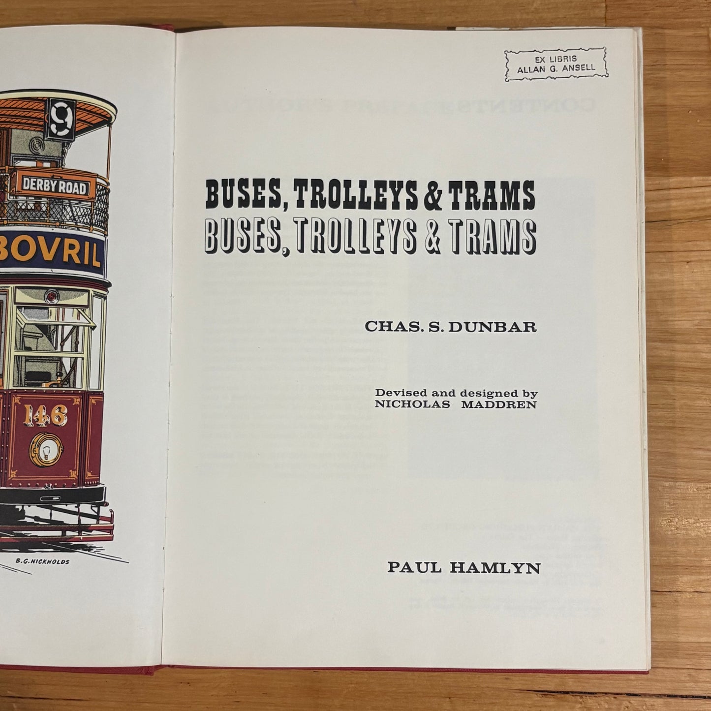 Buses, Trolleys and Trams by Chas S. Dunbar Hardcover Transport History VTG