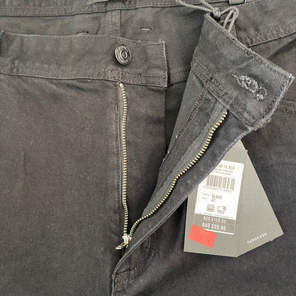Tarocash Men’s Jeans Tapered Denim Black Size 42-inch Waist Zip Fly New With Tags