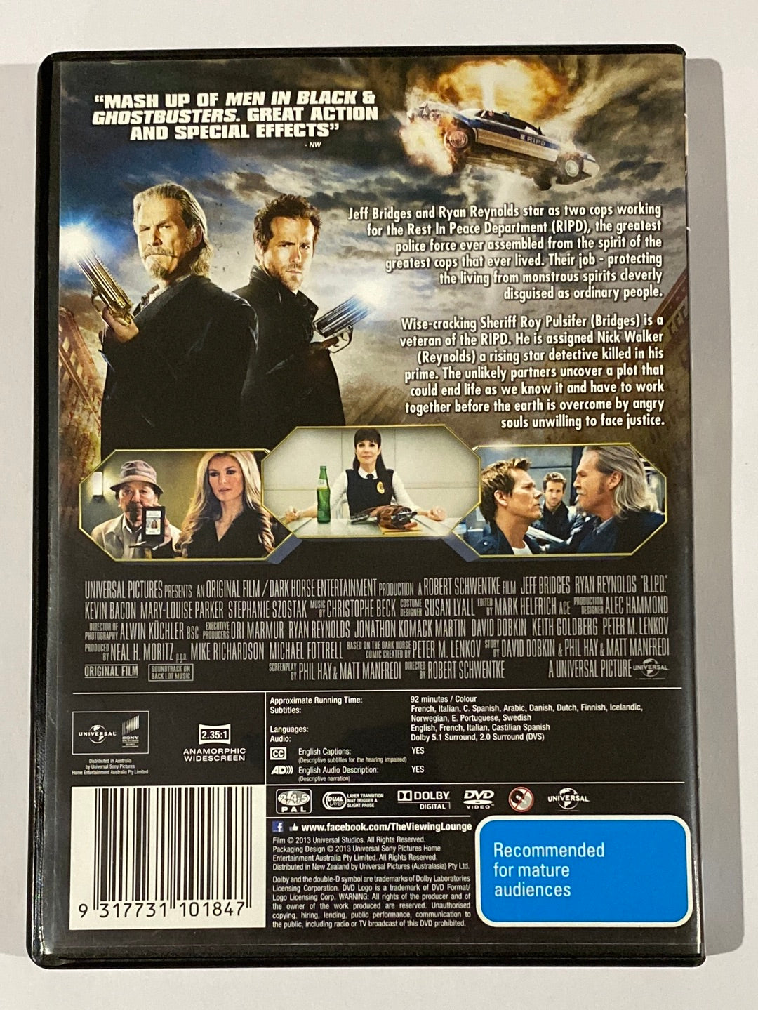 RIPD Rest In Peace Department DVD Ryan Reynolds PAL 2,4,5 VGC