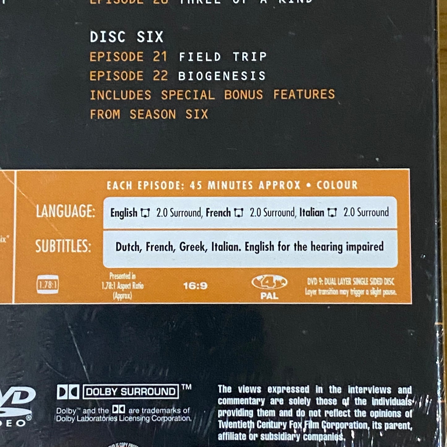The X-Files Season Six DVD 6-Disc Set PAL 4 Brand New Sealed