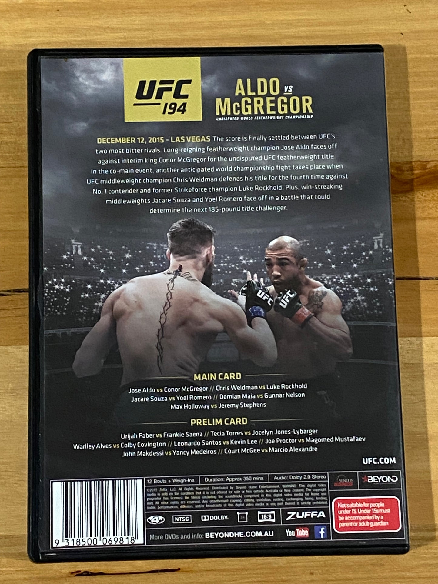 UFC DVD 3 Pack UFC 191 UFC 194 Benson Henderson Rising Up PAL 4 VGC