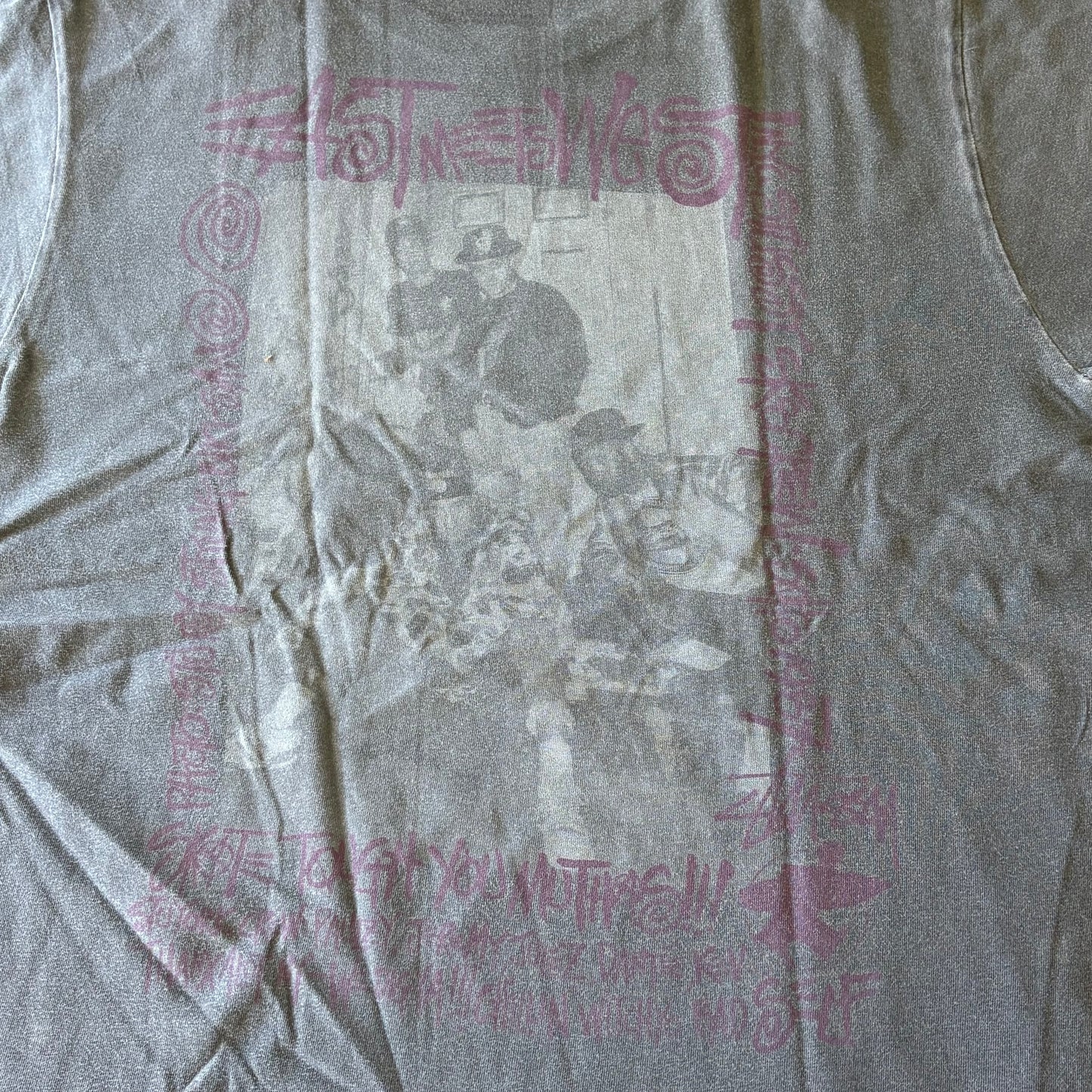 Stüssy Skate Tough You Muthas! T-Shirt Grey Short Sleeve Size Medium