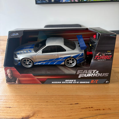 Fast & Furious Brian's Toyota Nissan Skyline RC Car Jada 1:24 2.4GHz Turbo New