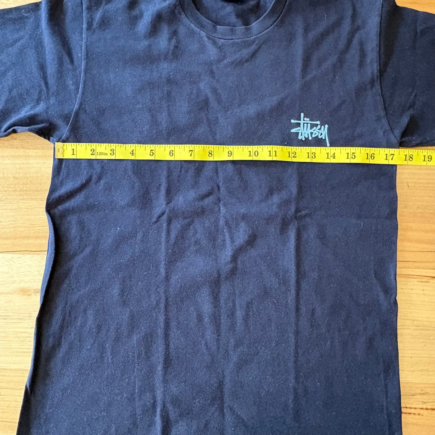 Stussy Double Sided Logo T-Shirt Black Short Sleeve Size Small