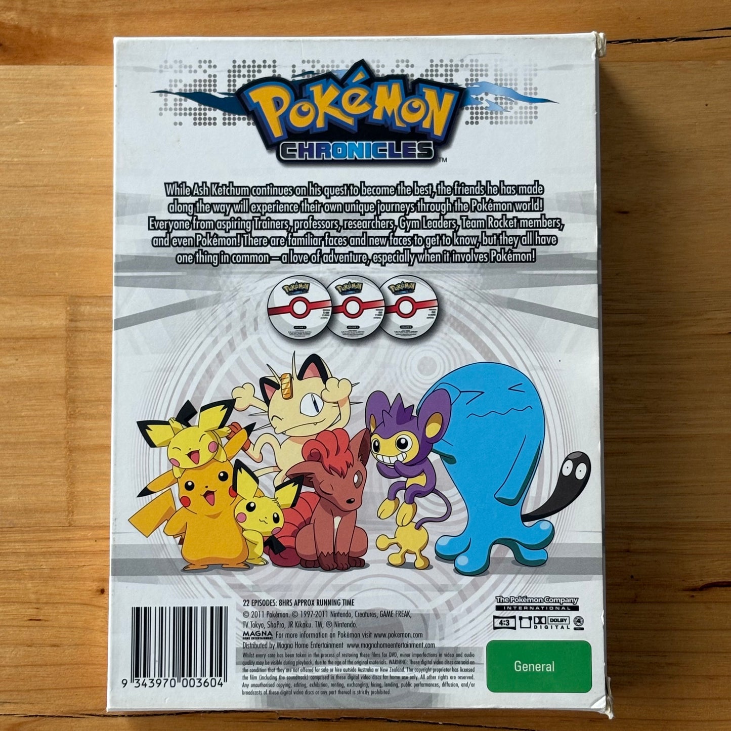 Pokémon Chronicles DVD 3-Disc Set PAL 4 VGC