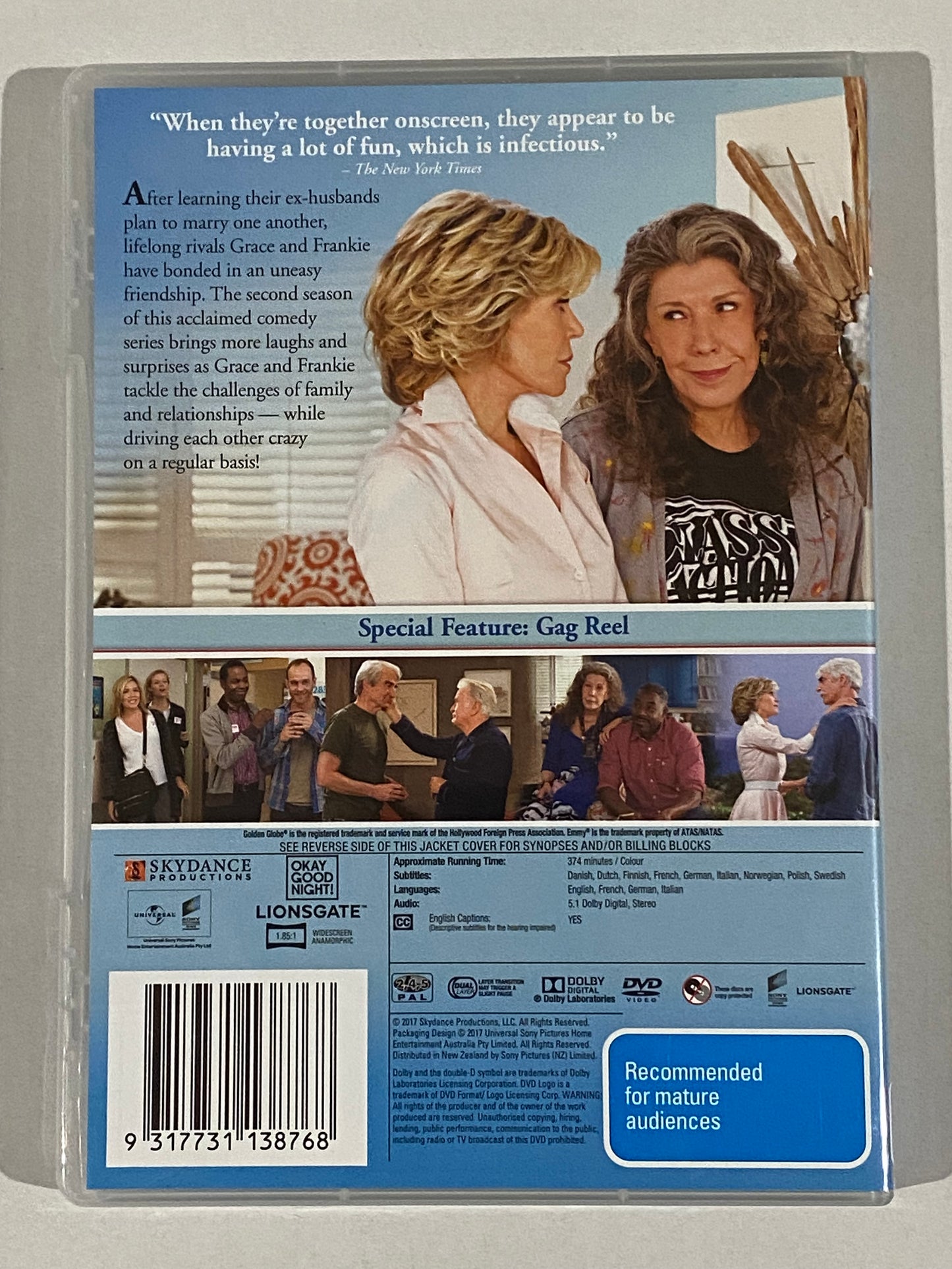 Grace and Frankie Seasons One & Two DVD Fonda Tomlin 3-disc Sets PAL 4 VGC