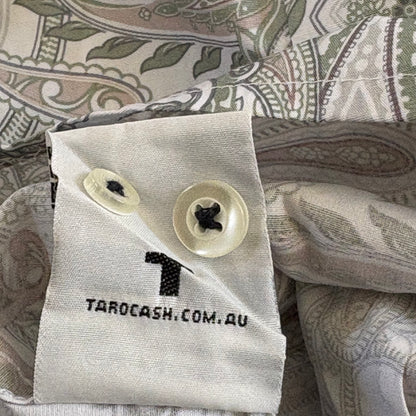 Tarocash Shirt Men's Casual Medium Long Sleeve Slim Fit White Paisley Pattern Collared NWT