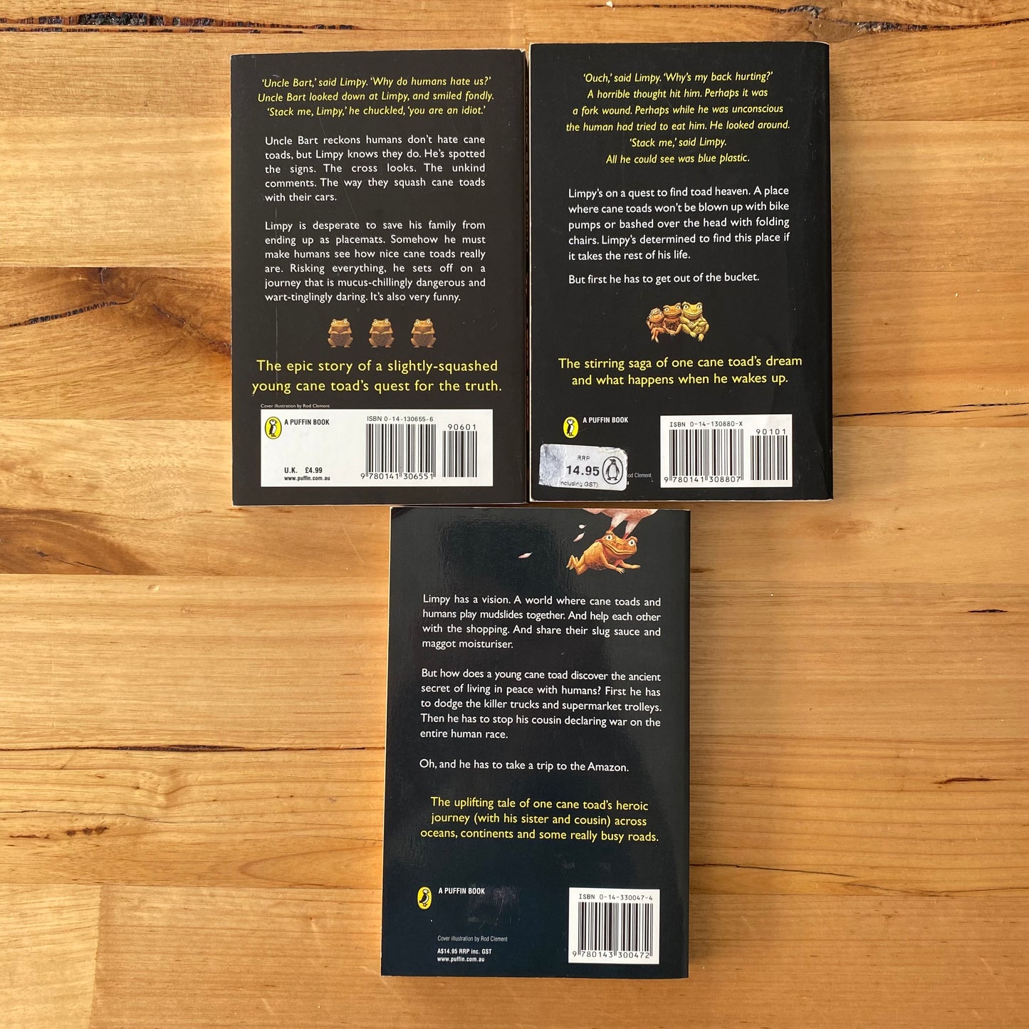 Morris Gleitzman Toad Rage, Toad Heaven & Toad Away Paperback GD