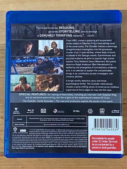 The Outsider HBO Blu-ray Based on a Stephen King story 3-Disc VGC