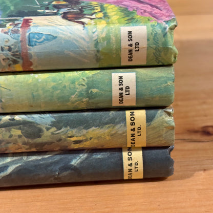 4 Vintage Children's Books Jules Verne Alexandre Dumas Hardcover Dean & Son GD