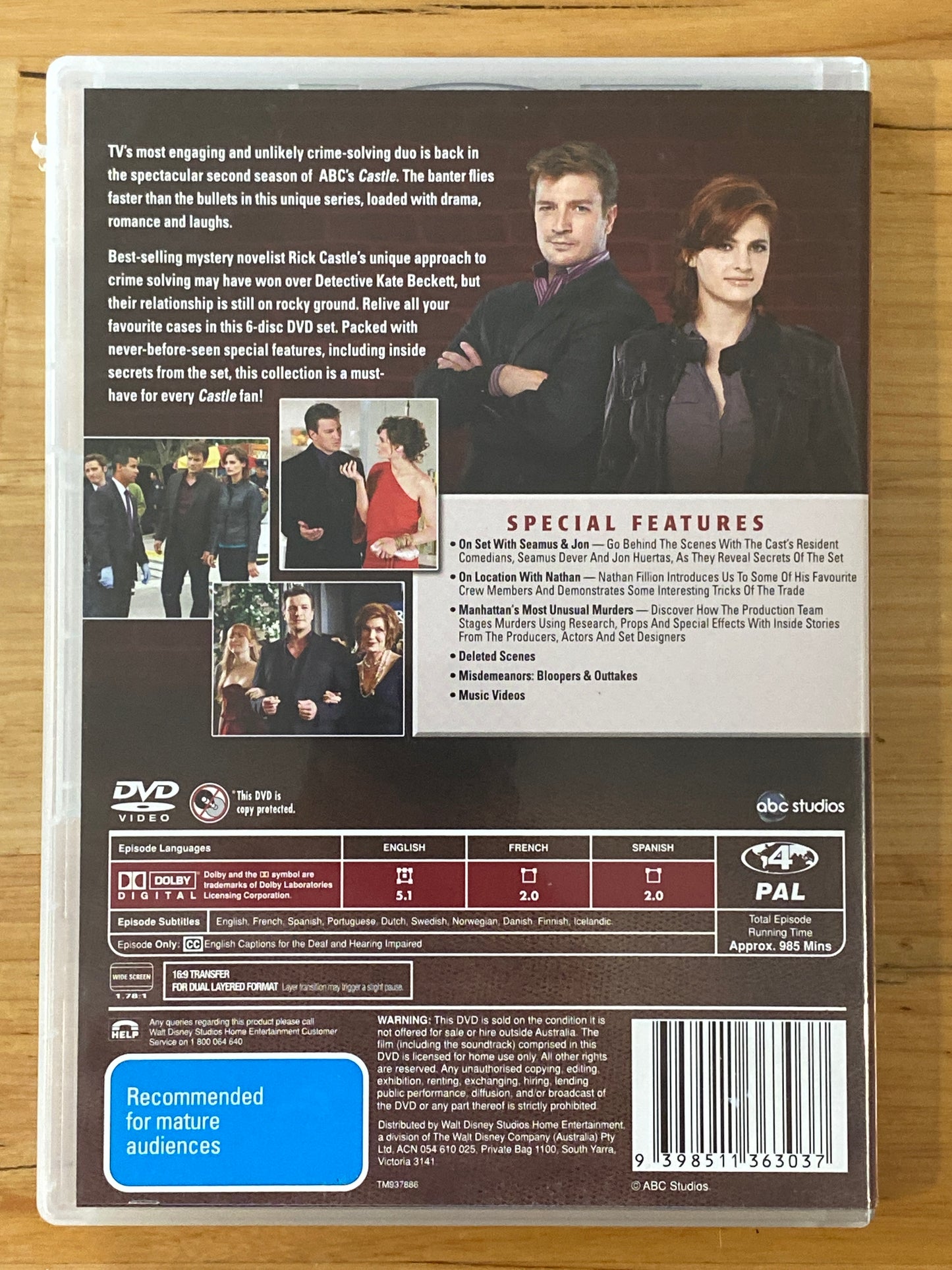 Castle Season 2 DVD 6-Disc PAL 4 VGC