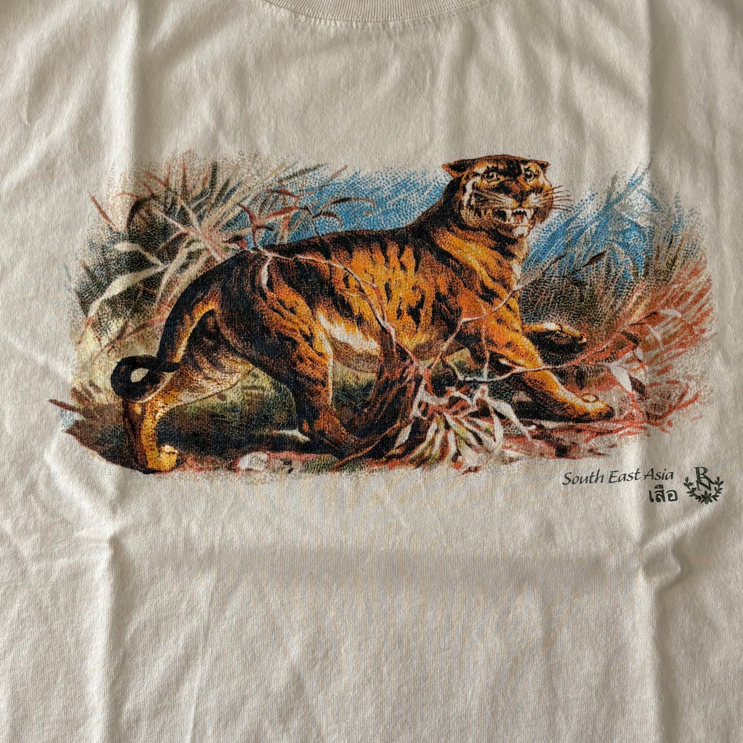 Western Frontier Tiger T-Shirt Cream Short Sleeve Size Extra Large