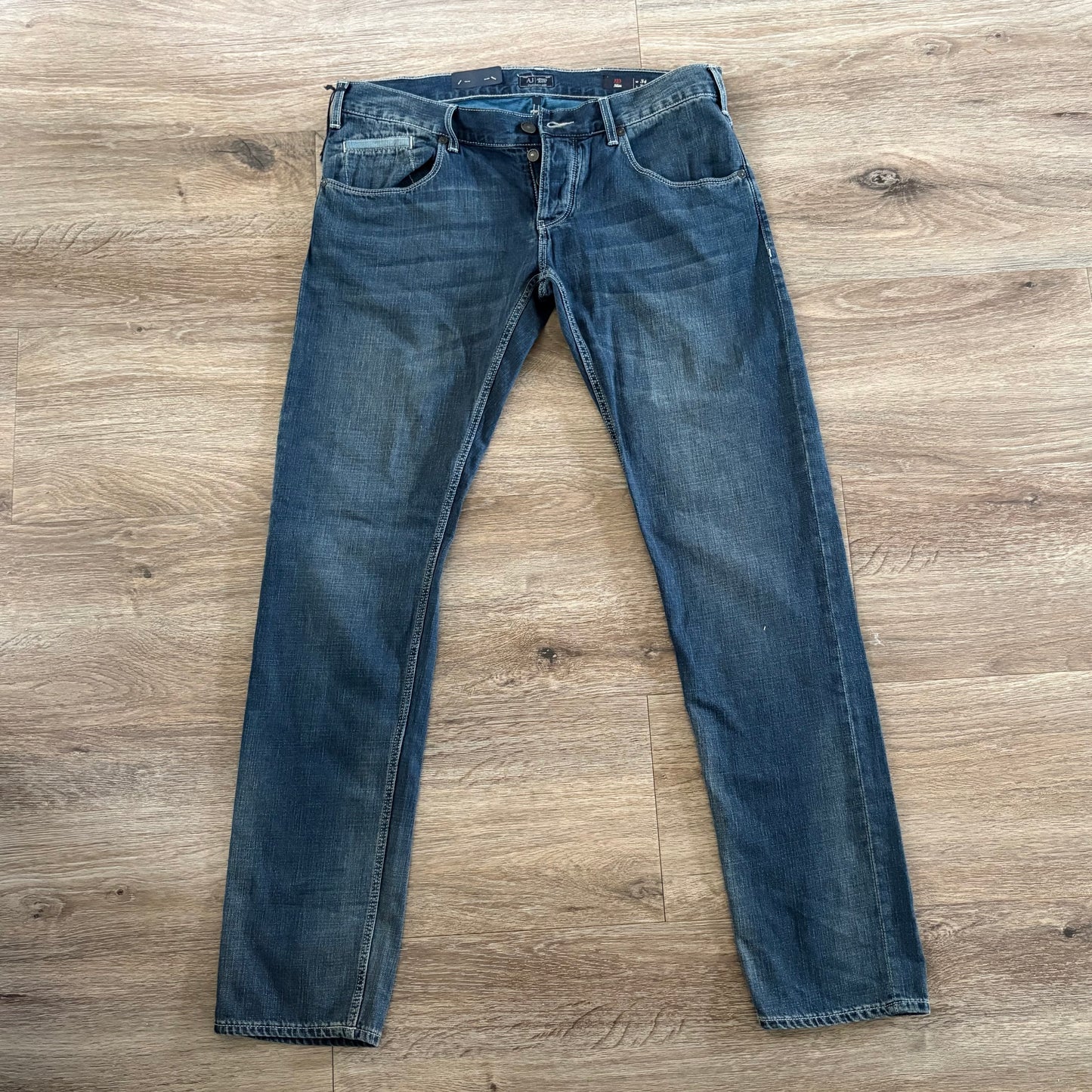 Armani Jeans J23 Mens Slim Fit Stretch Denim W34 L34 Blue New With Tags