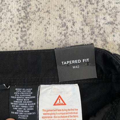 Tarocash Men’s Jeans Tapered Denim Black Size 42-inch Waist Zip Fly New With Tags