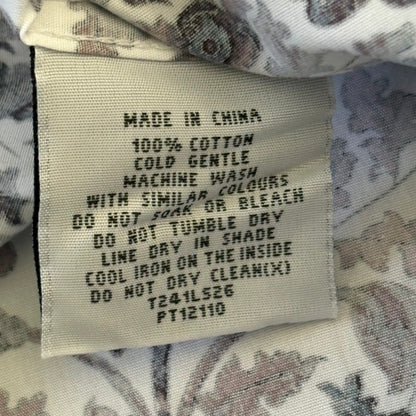 Tarocash Shirt Mens Casual Sz M Long Sleeve Slim Fit White Leaf Collared NWT