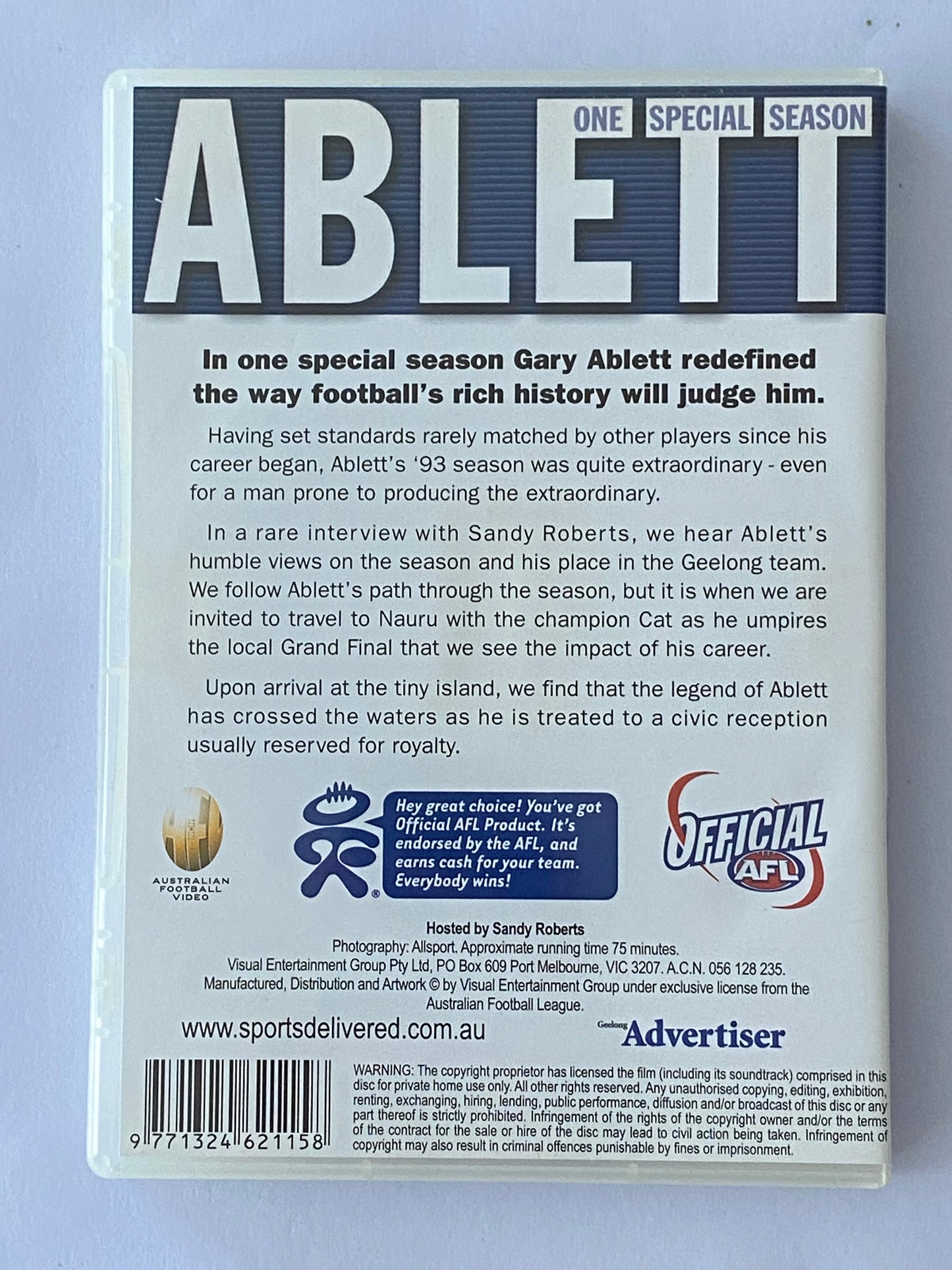 Ablett One Special Season DVD Geelong Cats Gary Ablett PAL 4 VGC