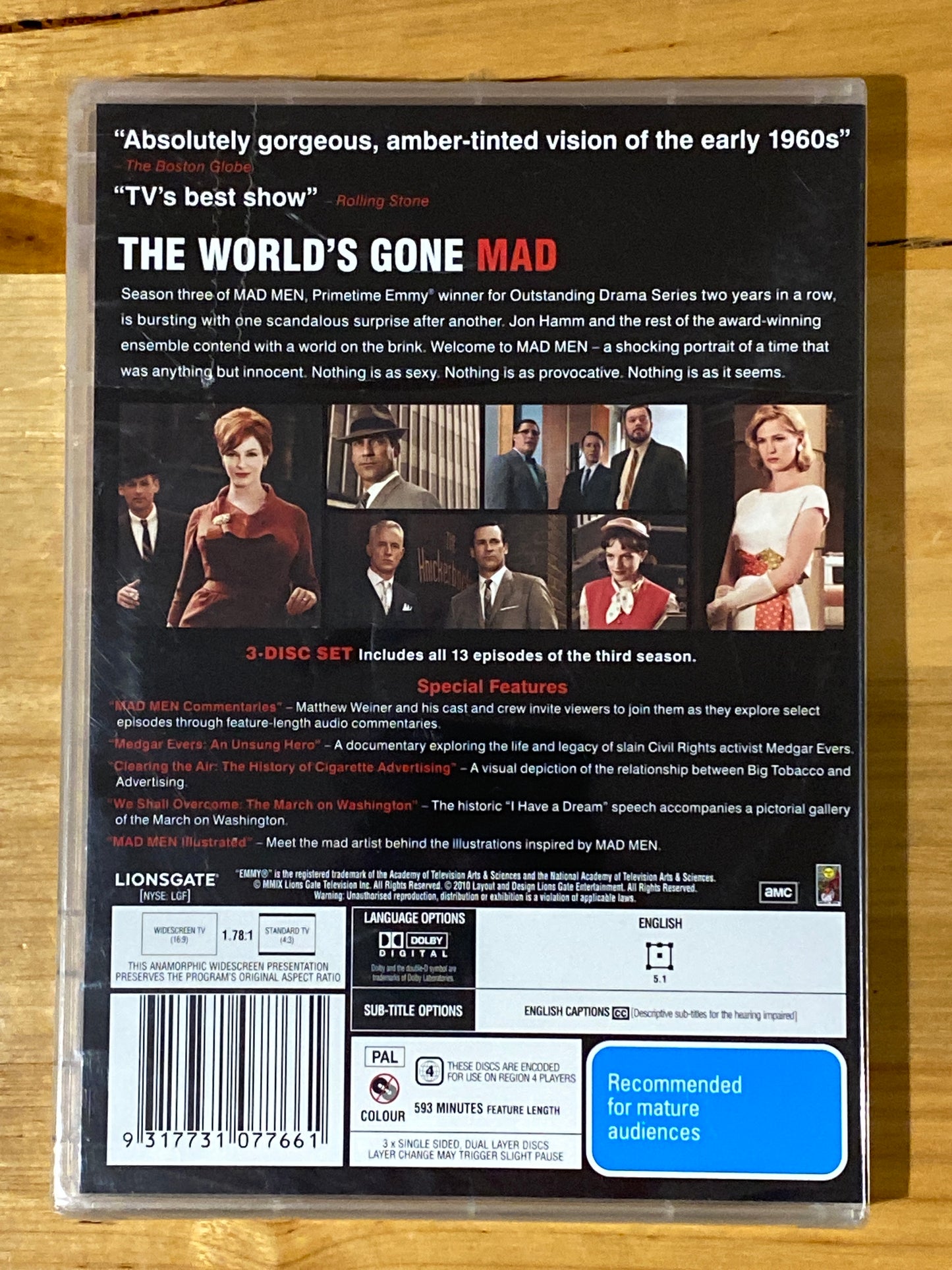 Mad Men Seasons 1-3 DVD Jon Hamm American Drama PAL 4 Brand New Sealed