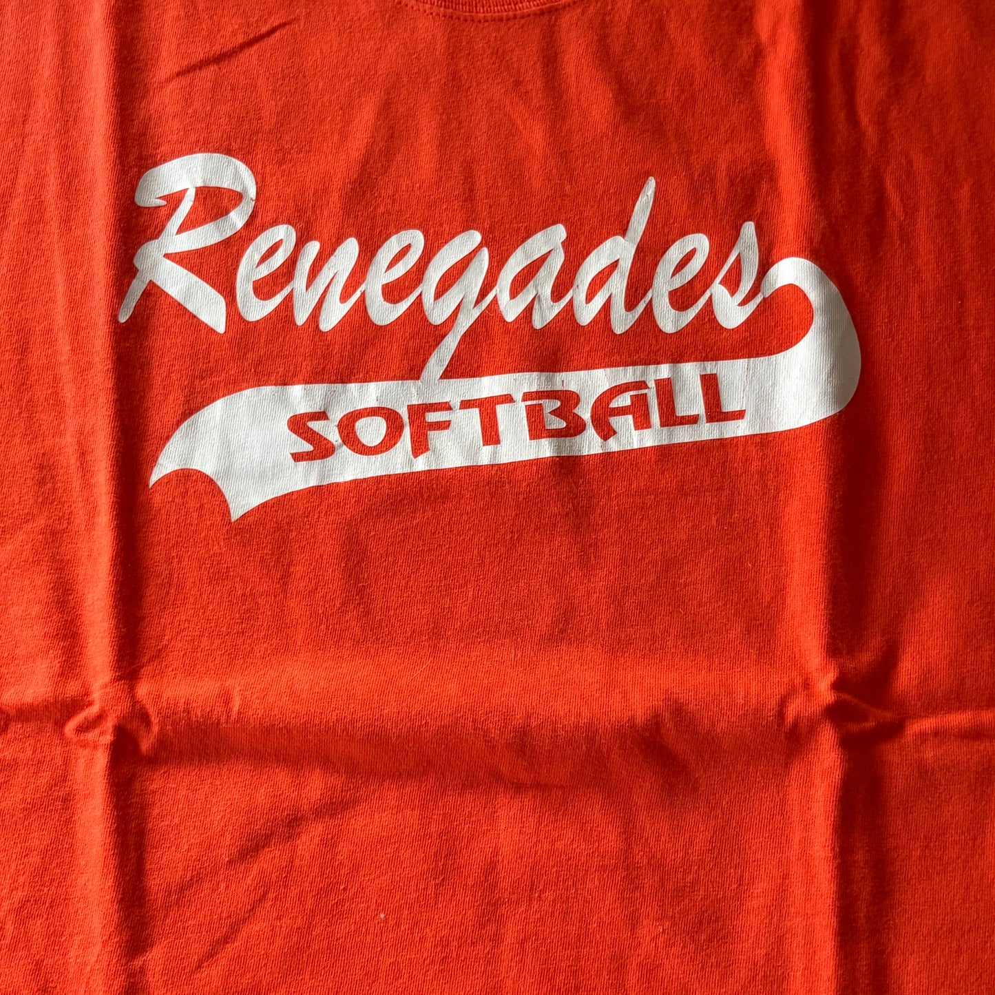 Renegades Softball Team T-Shirt Orange Short Sleeve Size XL