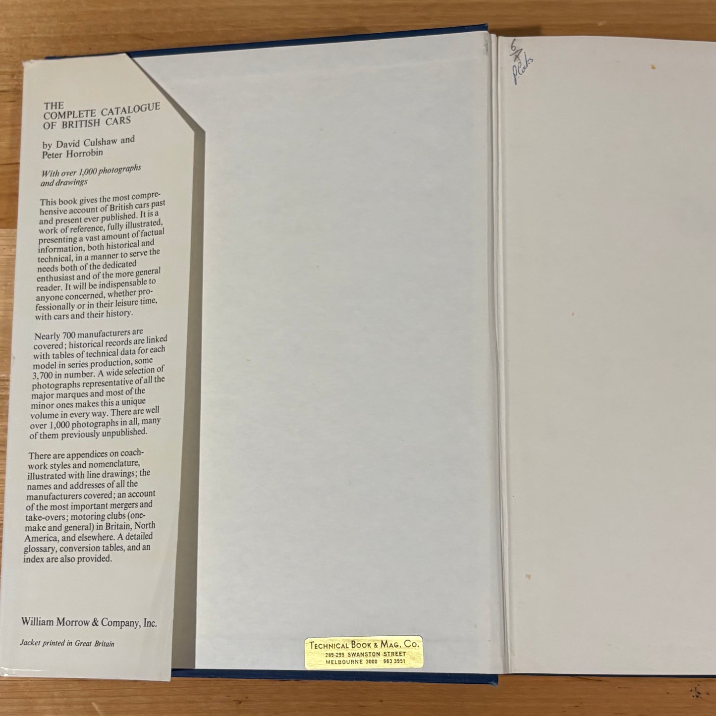 The Complete Catalogue Of British Cars Hardcover David Culshaw Peter Horrobin 1974