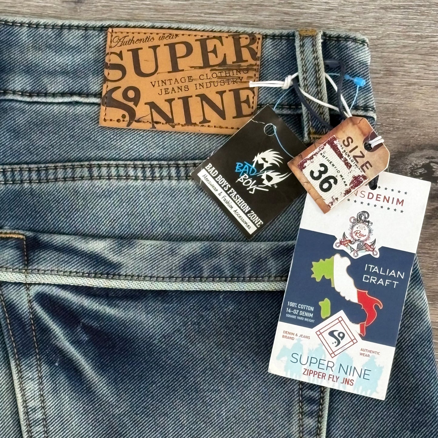 Super Nine Mens W 36 L 27 Denim Blue Jeans NWT