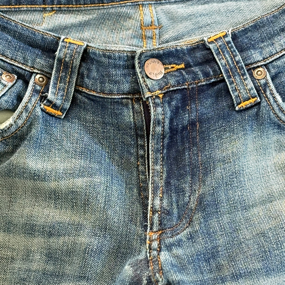 Nudie Jeans Womens Distressed W 28 L 32 Blue Denim Skinny