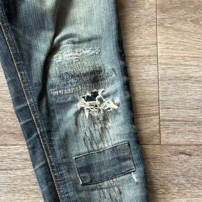 Nudie Jeans Womens Distressed W 28 L 32 Blue Denim Skinny