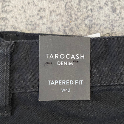 Tarocash Men’s Jeans Tapered Denim Black Size 42-inch Waist Zip Fly New With Tags