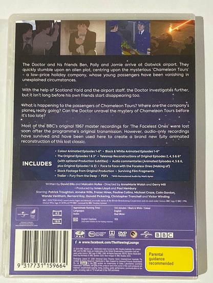 Doctor Who The Faceless Ones BBC TV Animated DVD PAL 2,4 Patrick Troughton VGC