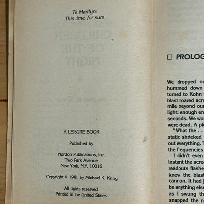 Children Of The Night Space Mavericks 2 by Michael Kring Paperback 1981