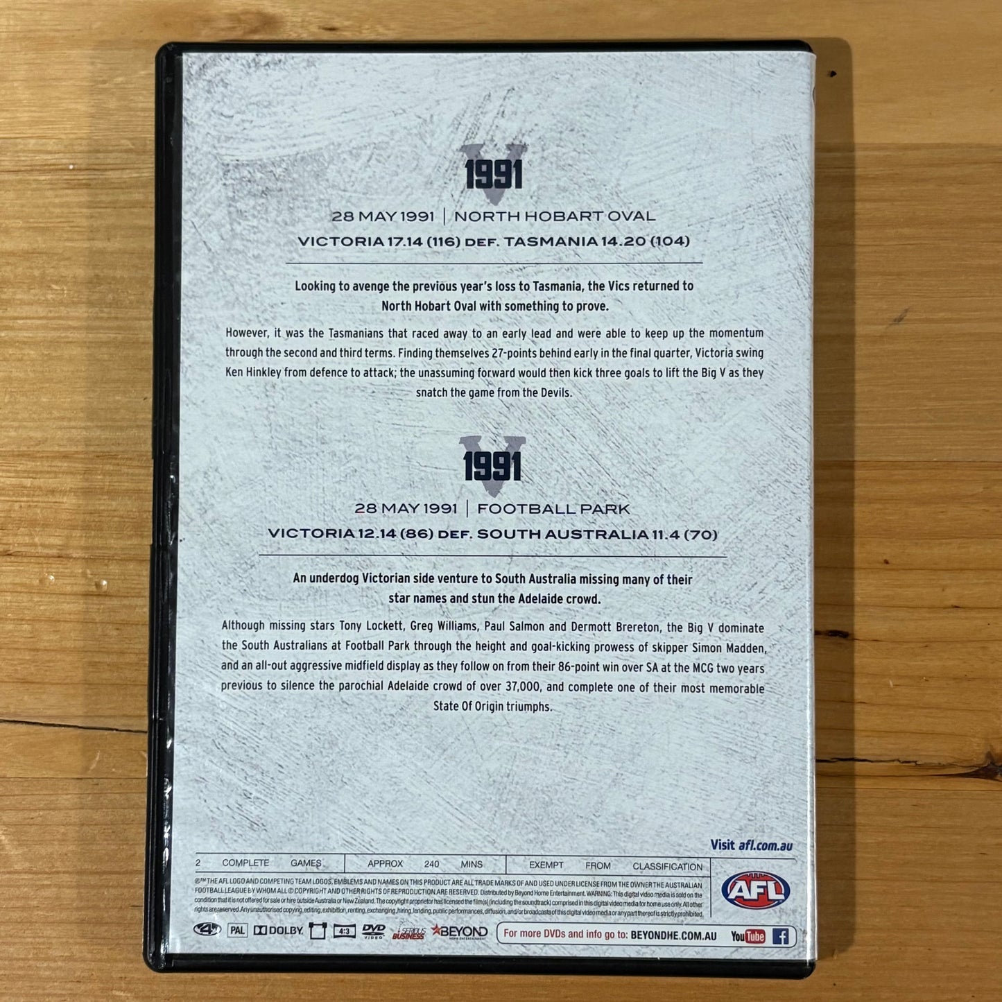 State of Origin Big V Classic Collection DVD Box-Set PAL 4 VGC
