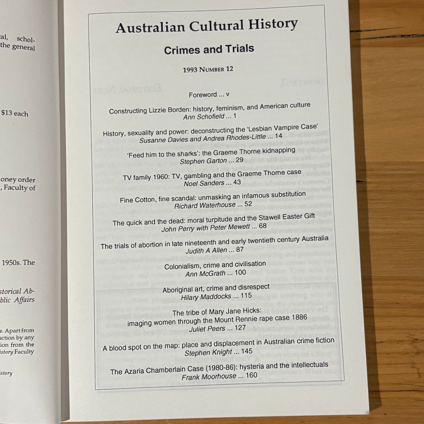 Crimes and Trials Australia's Cultural History No.12 Paperback 1993 GD