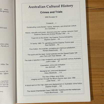 Crimes and Trials Australia's Cultural History No.12 Paperback 1993 GD