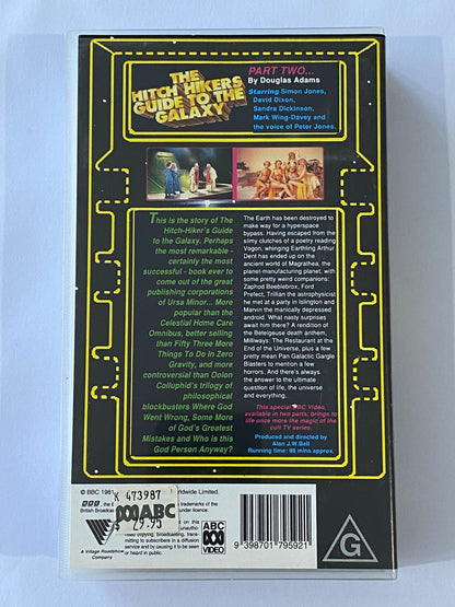 The Hitch Hikers Guide To The Galaxy VHS Parts 1 & 2 BBC Douglas Adams Sci-Fi VGC