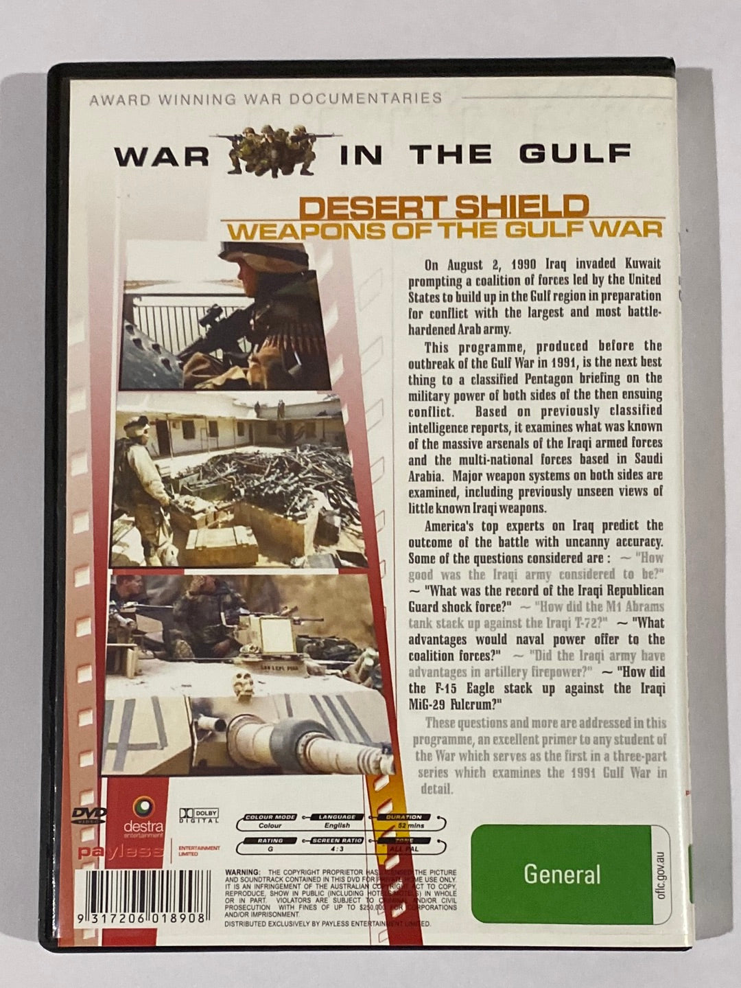 War In The Gulf - Desert Shield Weapons of the Gulf War DVD PAL 4 VGC