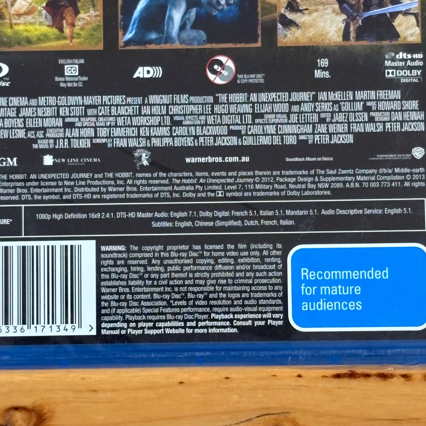 The Hobbit An Unexpected Journey Blu-ray Region B New Sealed