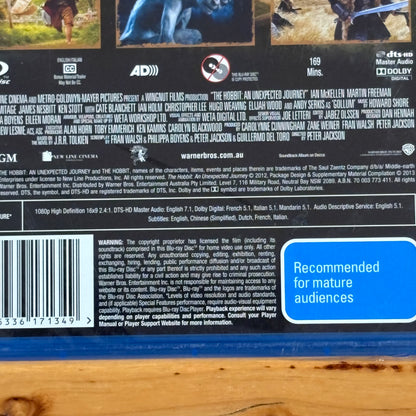 The Hobbit An Unexpected Journey Blu-ray Region B New Sealed