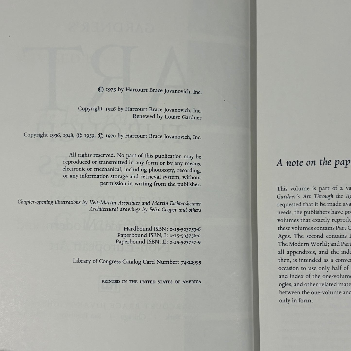 Gardner's Art Through The Ages 6th Edition Paperback 1975 GD