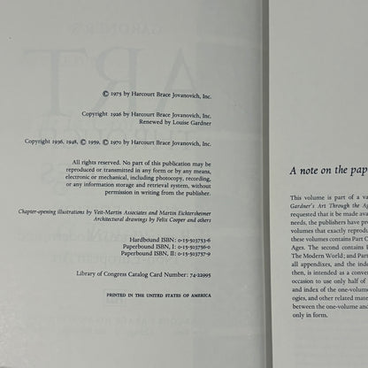 Gardner's Art Through The Ages 6th Edition Paperback 1975 GD