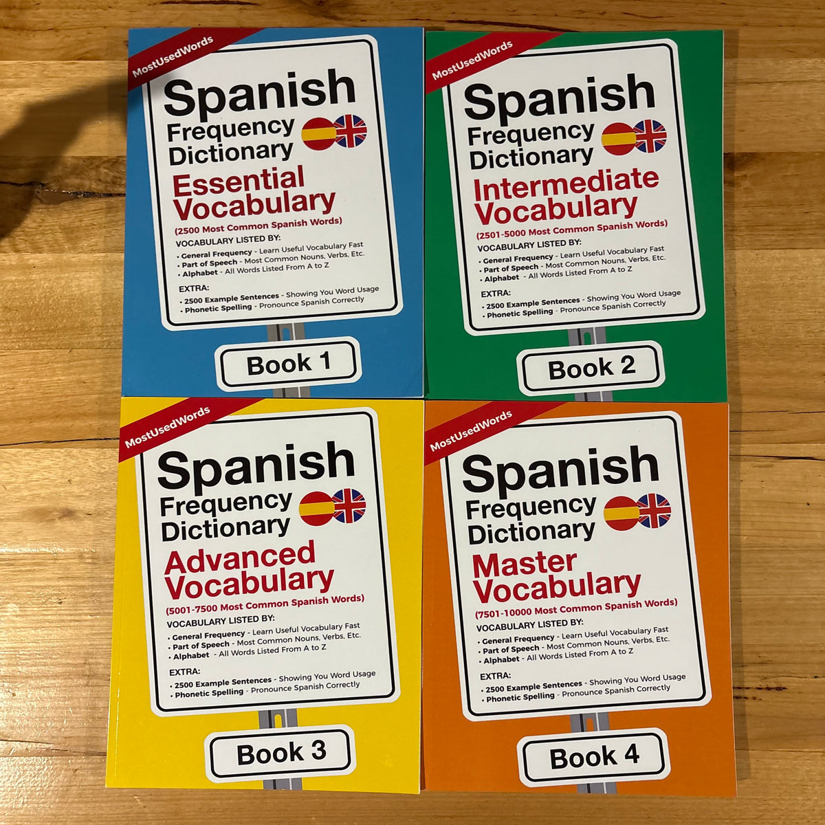 Spanish Frequency Dictionary all 4 books MostUsedWords Paperbacks VGC