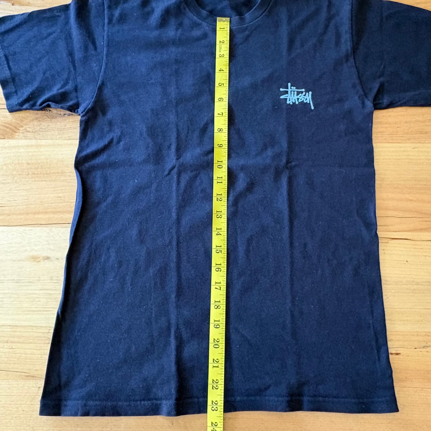 Stussy Double Sided Logo T-Shirt Black Short Sleeve Size Small