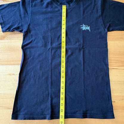 Stussy Double Sided Logo T-Shirt Black Short Sleeve Size Small