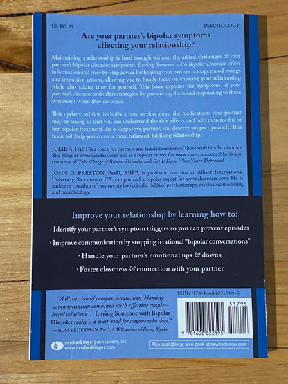 Loving Someone With Bipolar Disorder Second Edition by Julie Fast John Preston Paperback VGC